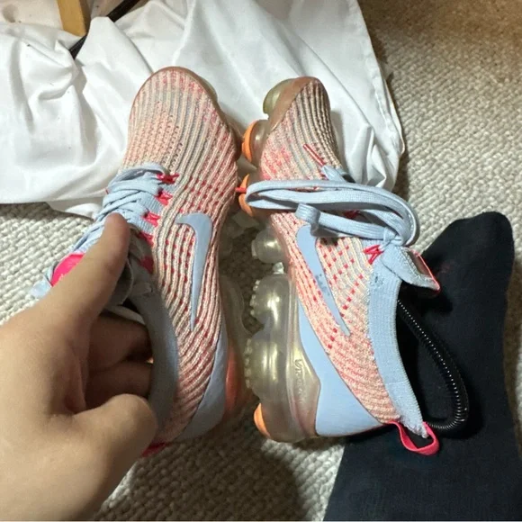 Nike Air Vapormax Flyknit 3 Hydrogen Blue Volt Women Size 7 AJ6910-401) - Picture 6 of 7